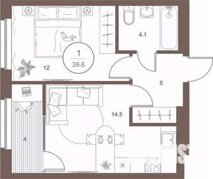 1-к квартира, вторичка, 39м2, 12/16 этаж