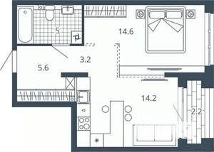 1-к квартира, вторичка, 45м2, 17/24 этаж