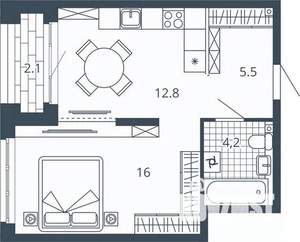 1-к квартира, вторичка, 41м2, 18/24 этаж