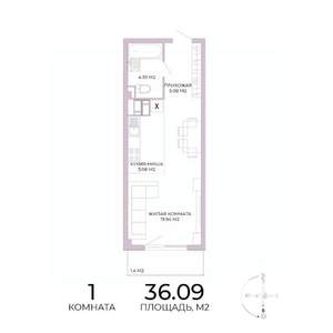 1-к квартира, строящийся дом, 36м2, 5/17 этаж