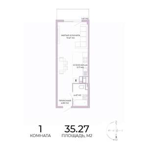 1-к квартира, строящийся дом, 35м2, 5/17 этаж