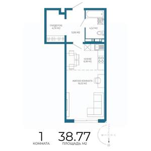 1-к квартира, строящийся дом, 39м2, 9/17 этаж