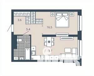 1-к квартира, вторичка, 50м2, 2/24 этаж