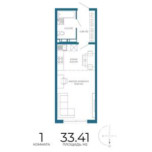 1-к квартира, строящийся дом, 33м2, 2/17 этаж