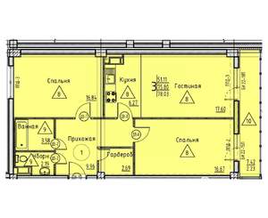 3-к квартира, строящийся дом, 78м2, 5/18 этаж