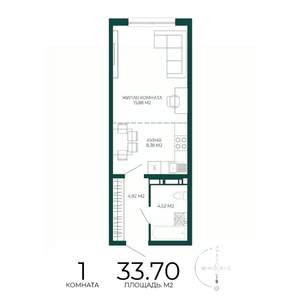 1-к квартира, вторичка, 34м2, 5/17 этаж