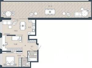 2-к квартира, вторичка, 93м2, 24/24 этаж
