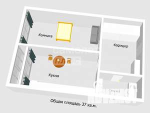 1-к квартира, вторичка, 36м2, 9/16 этаж