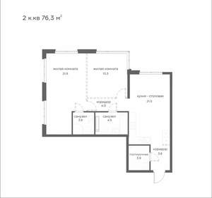 2-к квартира, вторичка, 76м2, 17/21 этаж