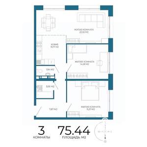 3-к квартира, вторичка, 75м2, 2/17 этаж