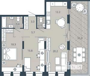 2-к квартира, вторичка, 99м2, 9/23 этаж