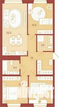 3-к квартира, вторичка, 83м2, 13/17 этаж