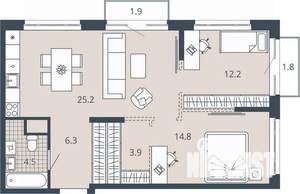 2-к квартира, вторичка, 42м2, 15/17 этаж