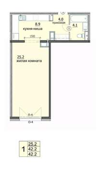 1-к квартира, вторичка, 42м2, 16/18 этаж