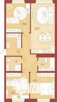3-к квартира, вторичка, 83м2, 5/17 этаж