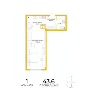 1-к квартира, вторичка, 44м2, 15/17 этаж