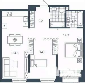 2-к квартира, вторичка, 73м2, 18/24 этаж
