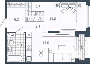 1-к квартира, вторичка, 50м2, 7/24 этаж