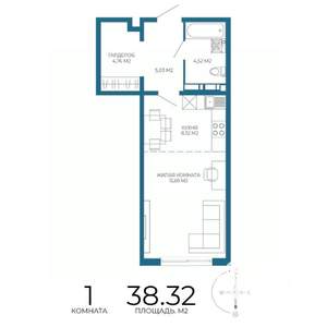 1-к квартира, строящийся дом, 38м2, 2/17 этаж