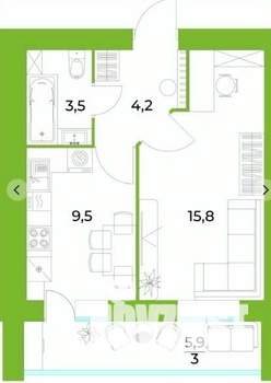 1-к квартира, вторичка, 36м2, 8/10 этаж