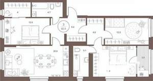 3-к квартира, вторичка, 93м2, 16/16 этаж