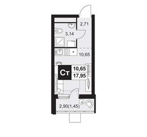 1-к квартира, вторичка, 18м2, 3/20 этаж