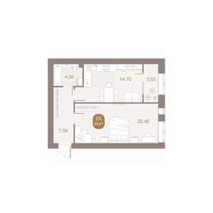 1-к квартира, вторичка, 50м2, 3/4 этаж