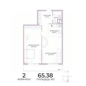 2-к квартира, строящийся дом, 65м2, 12/17 этаж