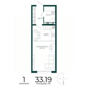 1-к квартира, вторичка, 33м2, 10/17 этаж