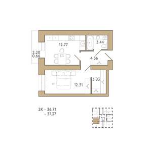 1-к квартира, вторичка, 37м2, 8/18 этаж