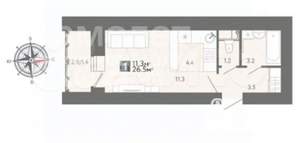 Студия квартира, вторичка, 27м2, 13/16 этаж