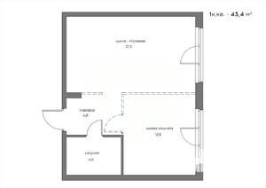 1-к квартира, вторичка, 43м2, 14/21 этаж