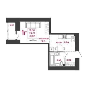 1-к квартира, вторичка, 32м2, 6/17 этаж