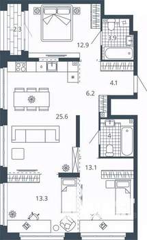 3-к квартира, вторичка, 85м2, 14/24 этаж