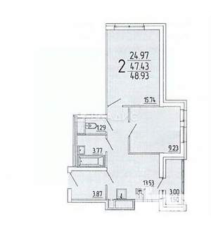 2-к квартира, вторичка, 49м2, 8/18 этаж