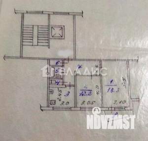 2-к квартира, вторичка, 53м2, 2/9 этаж