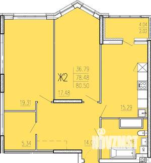 2-к квартира, сданный дом, 81м2, 2/18 этаж