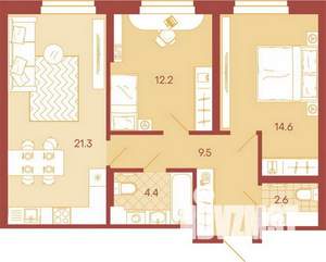 3-к квартира, вторичка, 65м2, 5/17 этаж