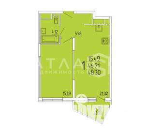 2-к квартира, вторичка, 48м2, 15/18 этаж