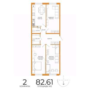 2-к квартира, строящийся дом, 83м2, 3/18 этаж