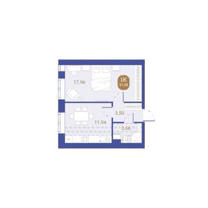 1-к квартира, вторичка, 37м2, 1/4 этаж