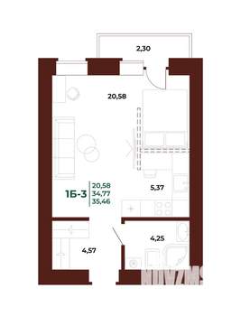 1-к квартира, вторичка, 35м2, 9/17 этаж