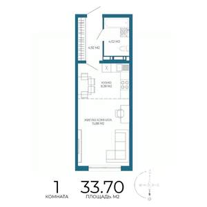 1-к квартира, строящийся дом, 34м2, 3/17 этаж