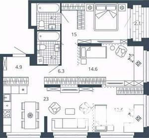 3-к квартира, вторичка, 87м2, 7/23 этаж
