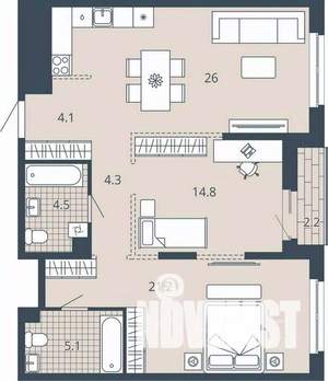 2-к квартира, вторичка, 81м2, 21/23 этаж