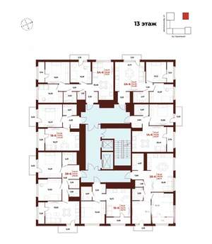 2-к квартира, строящийся дом, 69м2, 13/18 этаж