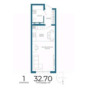 1-к квартира, строящийся дом, 33м2, 15/17 этаж