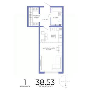 1-к квартира, строящийся дом, 39м2, 11/17 этаж