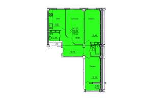 3-к квартира, строящийся дом, 79м2, 3/18 этаж