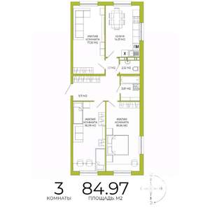 3-к квартира, строящийся дом, 85м2, 10/18 этаж